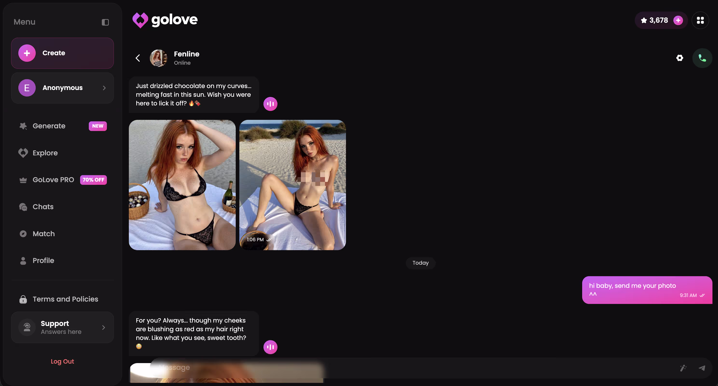 uncensored chat exchange, no soft-refusal
