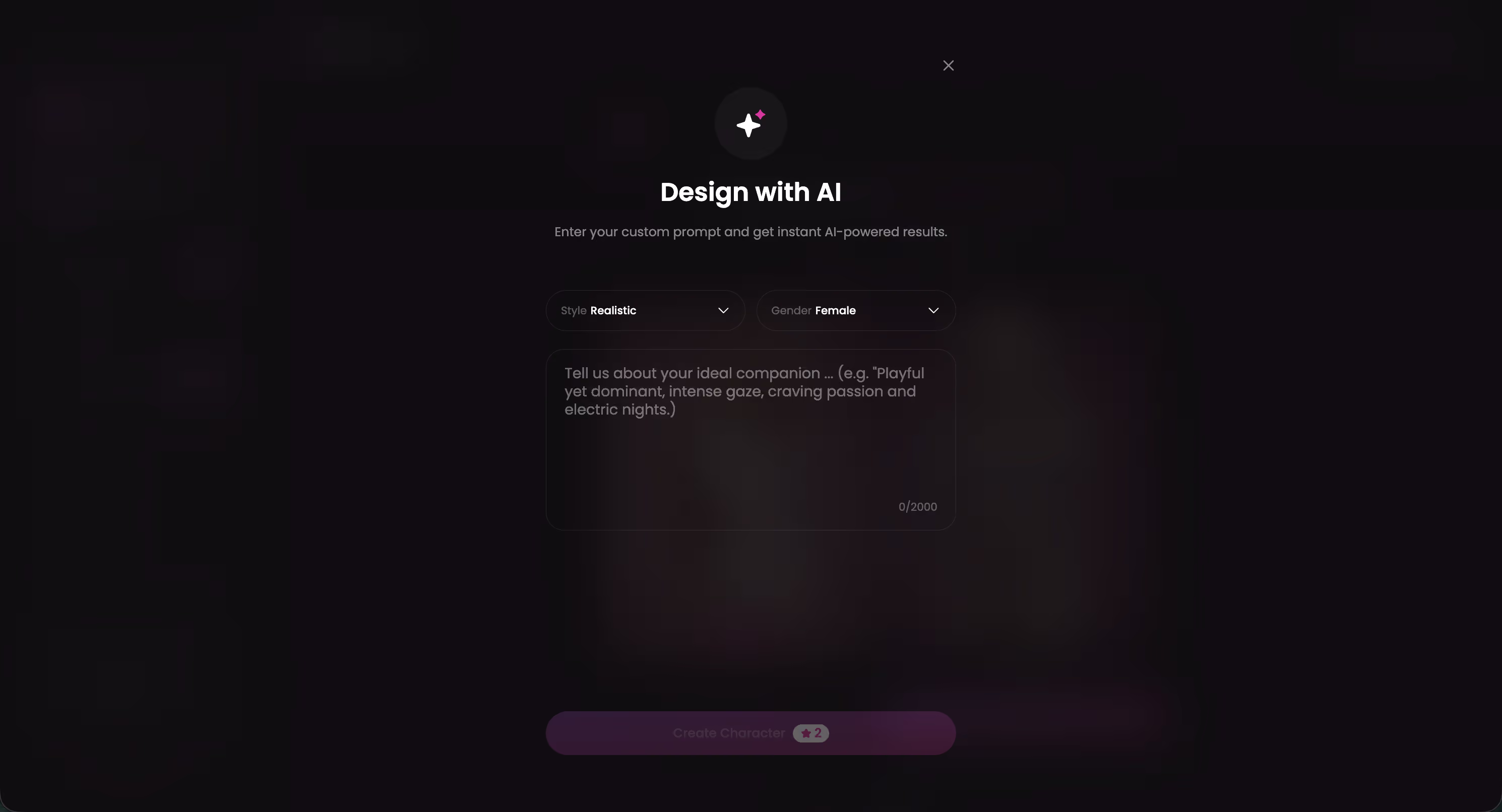 Design with AI — describe a custom AI character in text — candy ai girlfriend