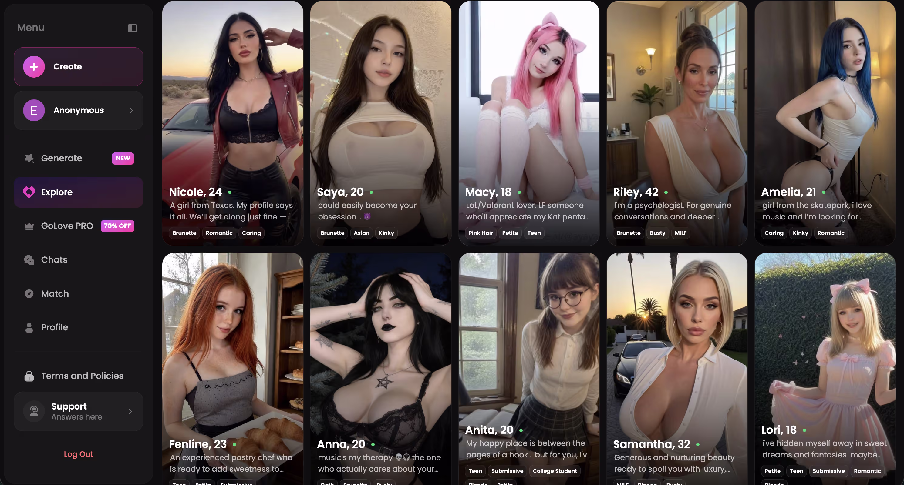 browsing the character roster before picking one